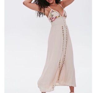 Forever 21 Floral Embroidered white Maxi Dress